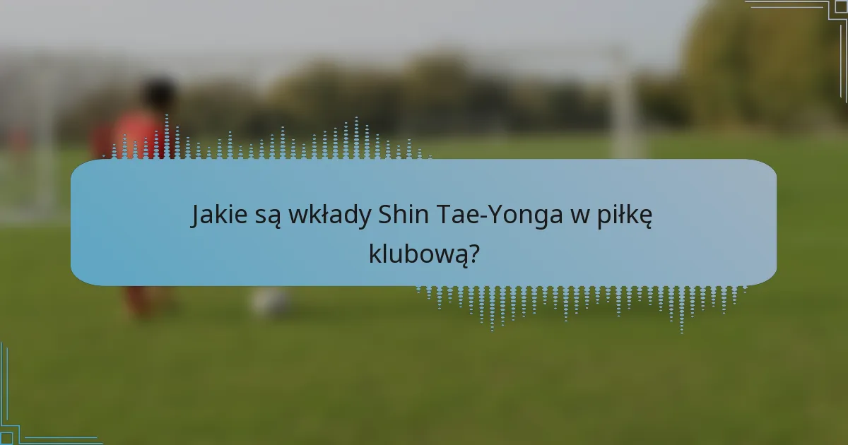 Jakie są wkłady Shin Tae-Yonga w piłkę klubową?